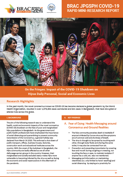 On the Fringes: Impact of the COVID-19 Shutdown on Hijras Daily Personal, Social and Economic Lives