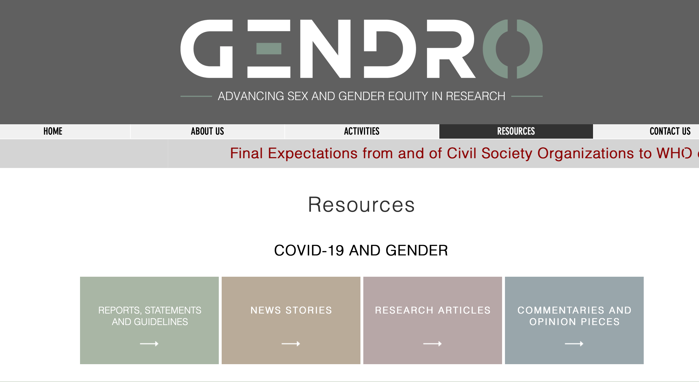 Resources - COVID-19 and Gender