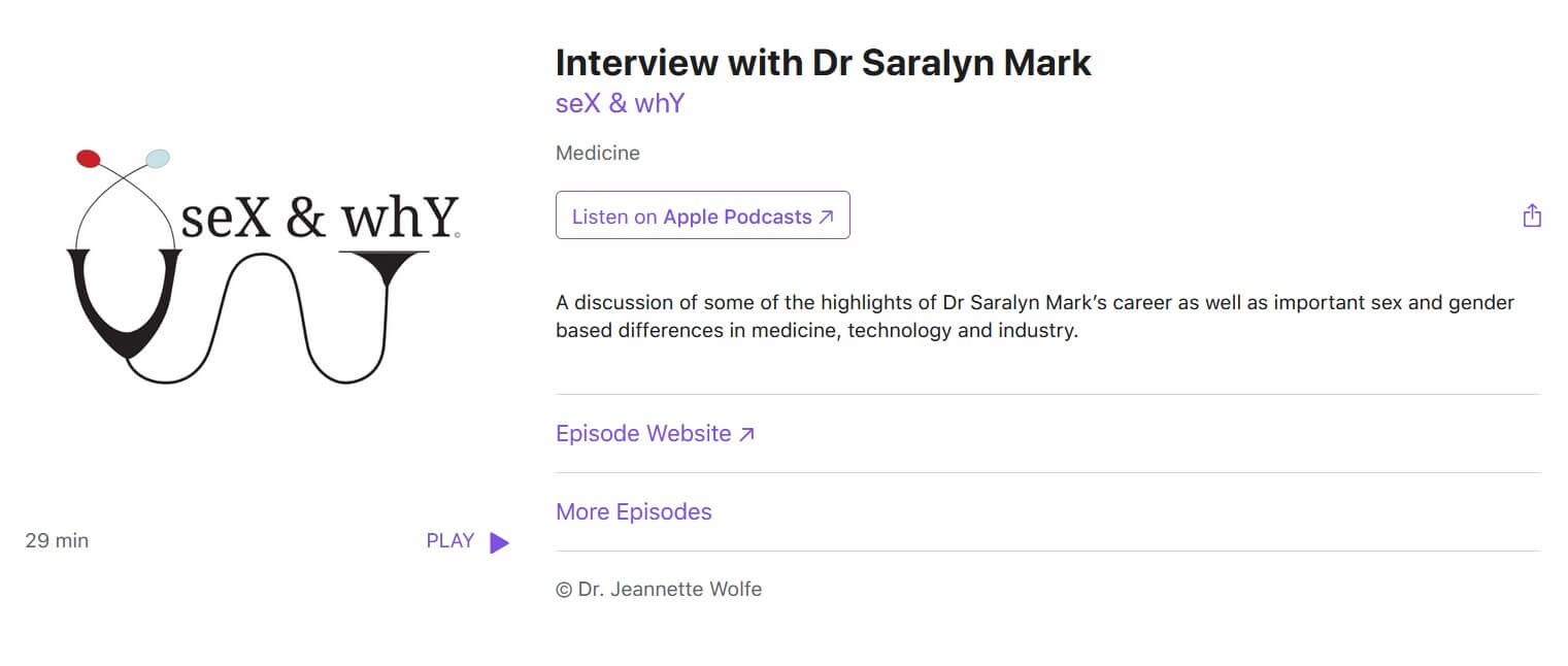 seX & whY podcast: Interview with Dr Saralyn Mark