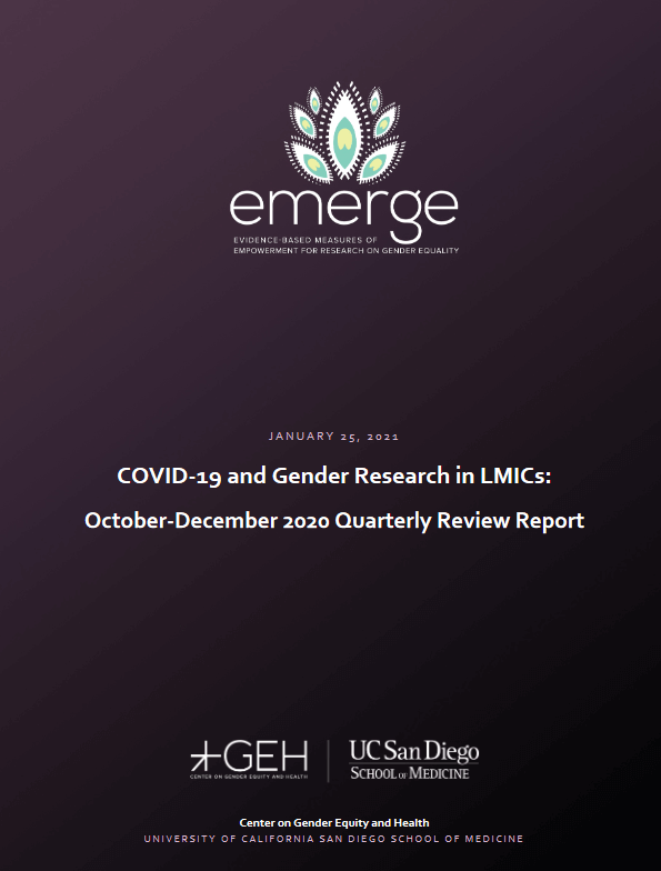 COVID-19 and Gender Research in LMICs - October-December 2020 Quarterly Review Report