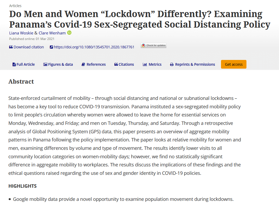 Do Men and Women “Lockdown” Differently