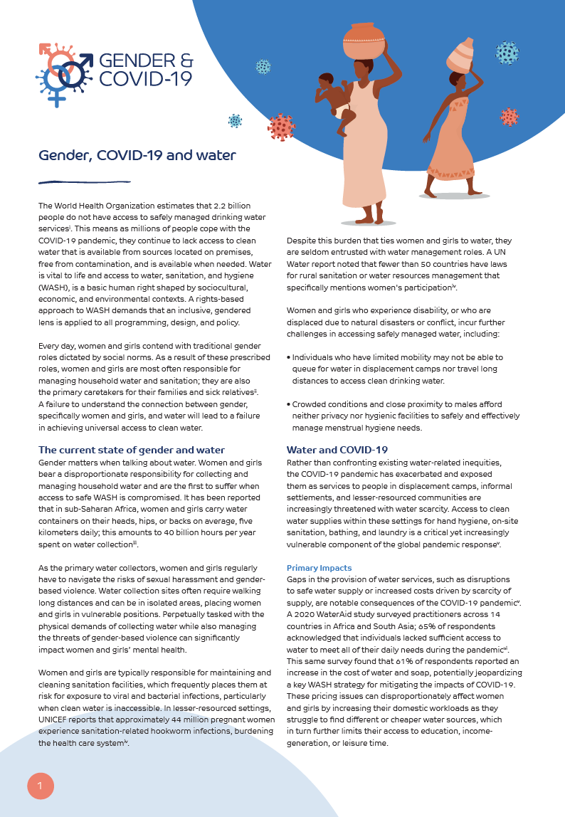 Gender COVID-19 and water