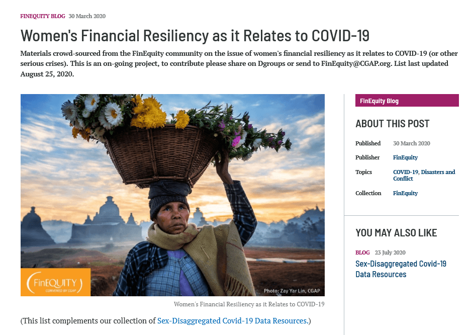 Women’s financial resiliency as it relates to COVID-19