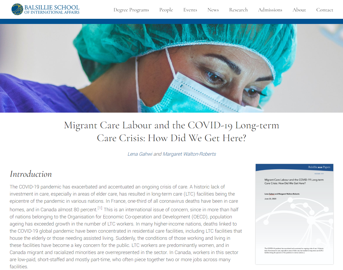 Migrant care labour and the COVID-19 long-term care crisis: how did we get here?