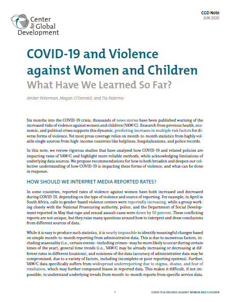 COVID-19 and Violence against Women and Children