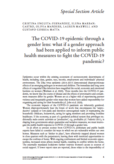 The COVID‐19 epidemic through a gender lens: what if a gender approach had been applied to inform public health measures to fight the COVID‐19 pandemic?