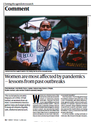 Women are most affected by pandemics - lessons from past outbreaks