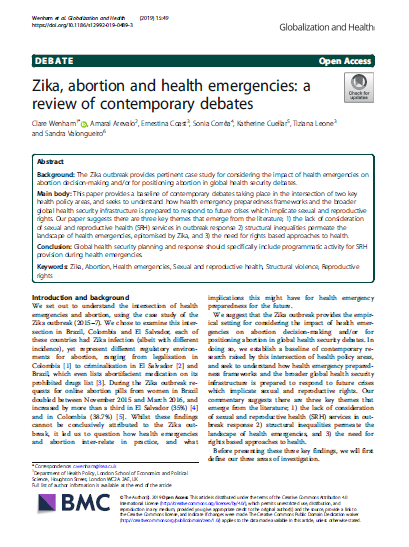 Zika, abortion and health emergencies: a review of contemporary debates