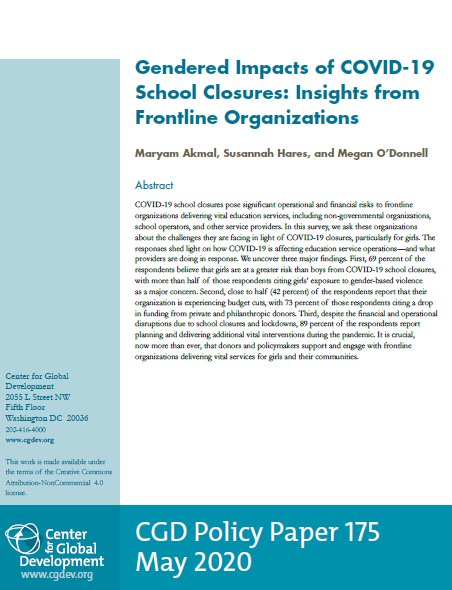 Gendered impacts COVID-19 school closures insights frontline organizations