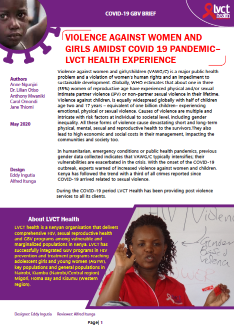 Violence against women and girls amidst COVID 19 pandemic – LVCT health experience