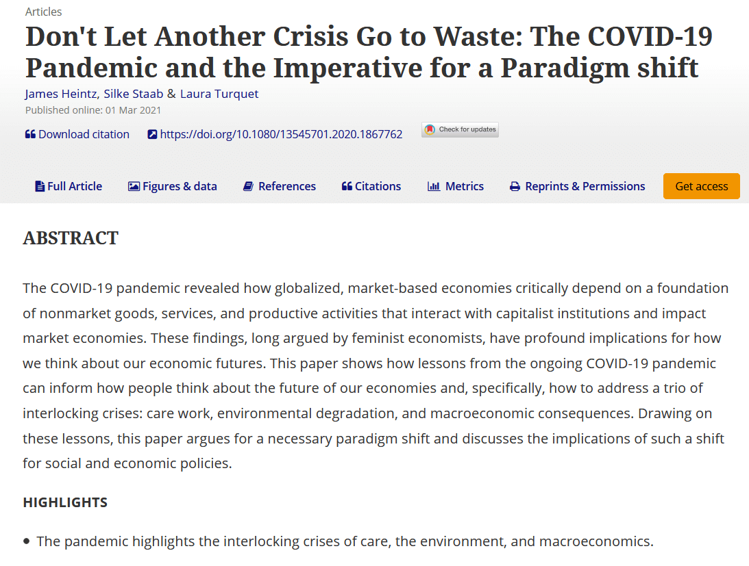 Don’t let another crisis go to waste: The COVID-19 pandemic and the imperative for a paradigm shift