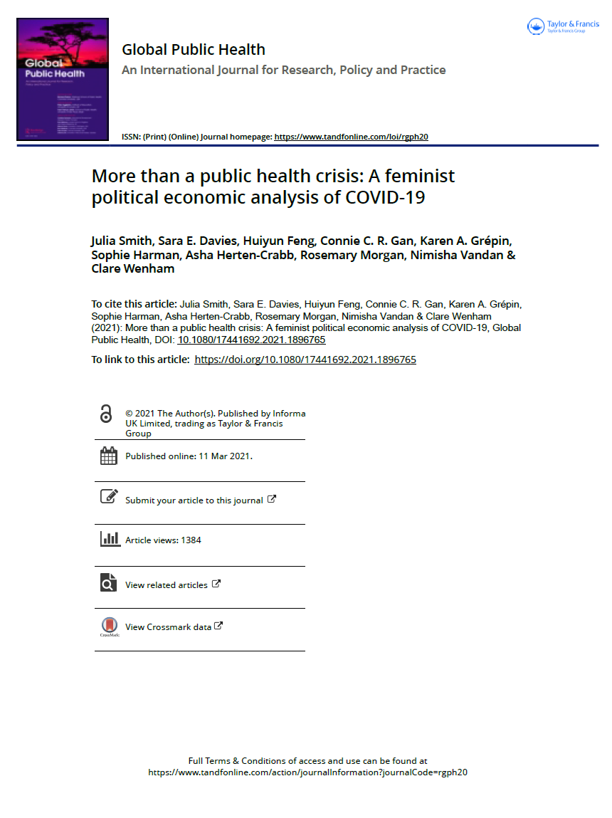 More than a public health crisis: A feminist political economic analysis of COVID-19