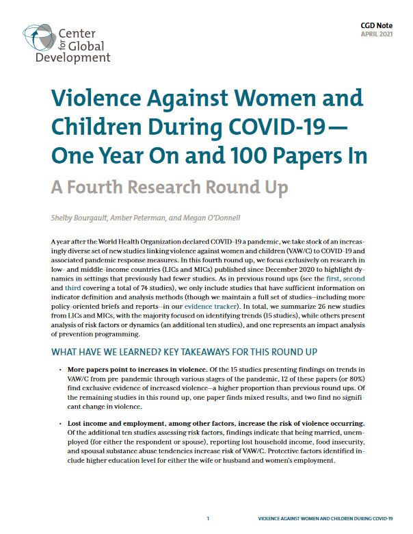 Violence against women and children during COVID-19—One year on and 100 papers in: A fourth research round up