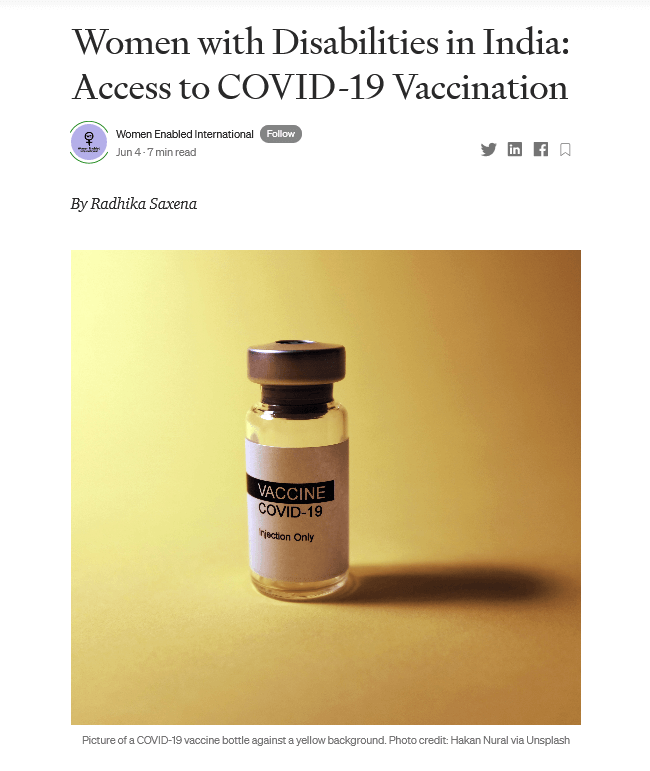 Women with disabilities in India: Access to COVID-19 vaccination