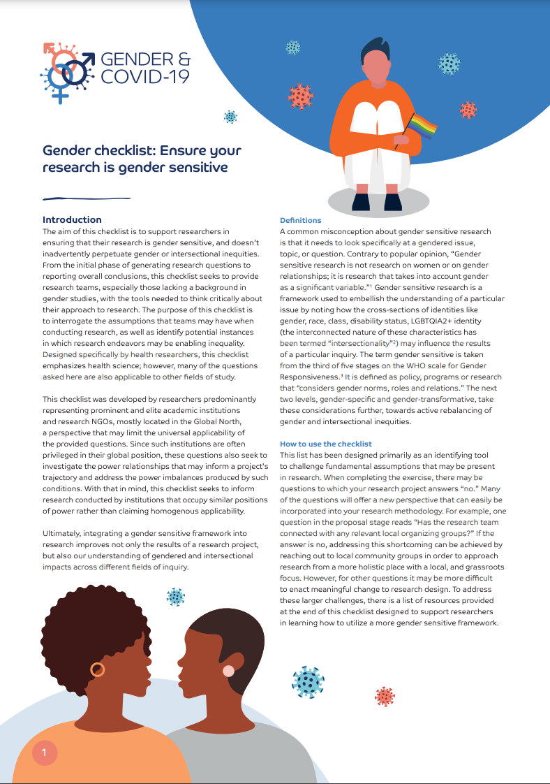 Gender checklist: Ensure your research is gender sensitive