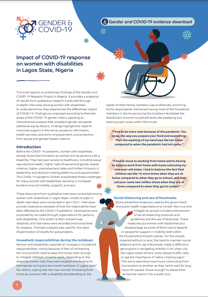 Impact of COVID-19 response on women with disabilities in Lagos State, Nigeria