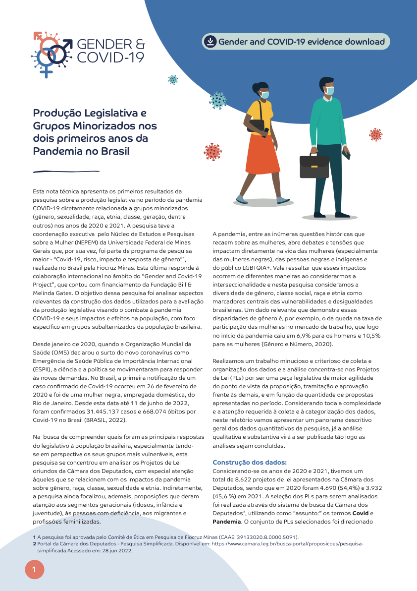 Produção Legislativa e Grupos Minorizados nos dois primeiros anos da Pandemia no Brasil